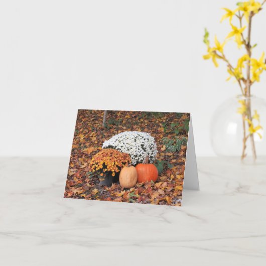 Witte en Oranje Herfst Mums Kaart (Gele Bloem)