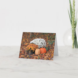 Witte en Oranje Herfst Mums Kaart