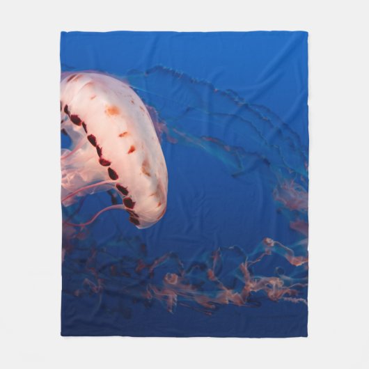 WITTE EN ORANJE JELLYFISH FLEECE DEKEN (Voorkant)