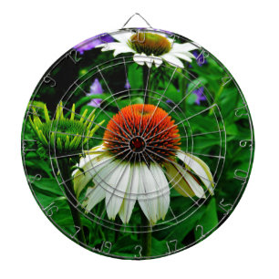 Witte en Oranje kloonbloemen Dartbord