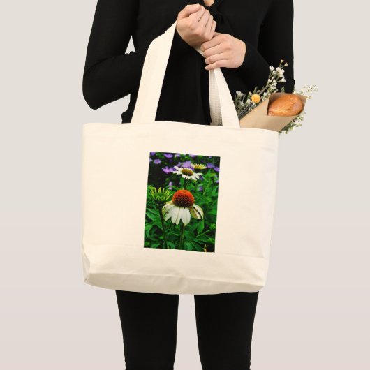 Witte en Oranje kloonbloemen Grote Tote Bag (Voorkant (product))
