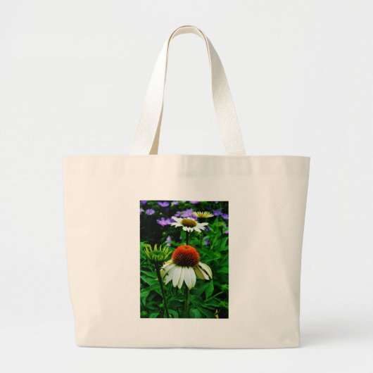 Witte en Oranje kloonbloemen Grote Tote Bag (Voorkant)