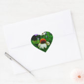 Witte en Oranje kloonbloemen Hart Sticker (Envelop)