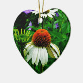 Witte en Oranje kloonbloemen Keramisch Ornament (Links)