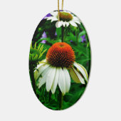 Witte en Oranje kloonbloemen Keramisch Ornament (Links)