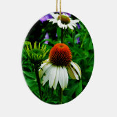 Witte en Oranje kloonbloemen Keramisch Ornament (Rechts)