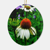 Witte en Oranje kloonbloemen Keramisch Ornament (Links)