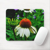 Witte en Oranje kloonbloemen Muismat (Met muis)