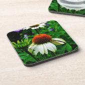 Witte en Oranje kloonbloemen Onderzetter (Linkerzijde)