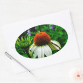 Witte en Oranje kloonbloemen Ovale Sticker (Envelop)