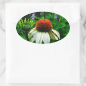 Witte en Oranje kloonbloemen Ovale Sticker (Tas)