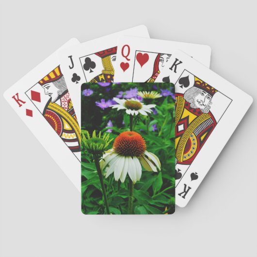 Witte en Oranje kloonbloemen Pokerkaarten (Achterkant)