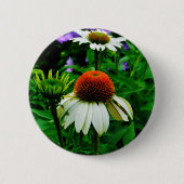 Witte en Oranje kloonbloemen Ronde Button 5,7 Cm (Voorkant)