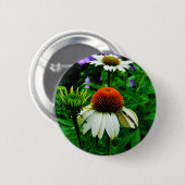 Witte en Oranje kloonbloemen Ronde Button 5,7 Cm (Voorkant /achterkant)
