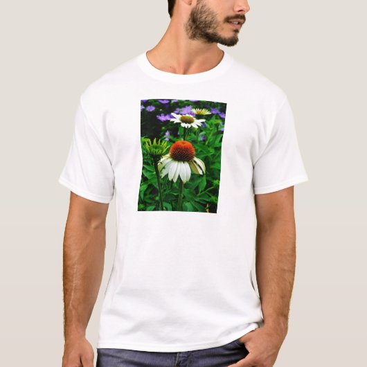 Witte en Oranje kloonbloemen T-shirt (Voorkant)