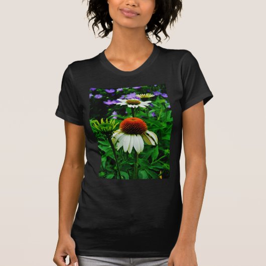 Witte en Oranje kloonbloemen T-shirt (Voorkant)