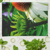 Witte en Oranje kloonbloemen Theedoek (Gevouwen)