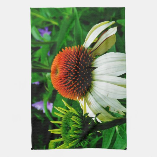 Witte en Oranje kloonbloemen Theedoek (Verticaal)