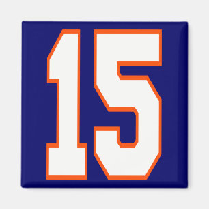 WITTE EN ORANJE NUMMER 15 MAGNEET