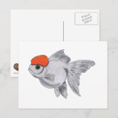 Witte en Oranje oranda Goldfish Aquarium Pet Fish Briefkaart (Voorkant / Achterkant)