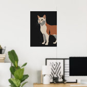 Witte en oranje poes op zwarte achtergrond poster (Thuiskantoor)