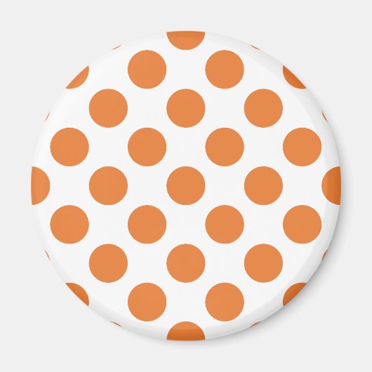 Witte en Oranje poka Dots Magneet (Voorkant)