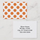 Witte en Oranje poka Dots Visitekaartje (Voorkant / Achterkant)