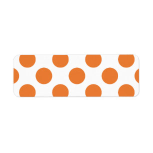 Witte en oranje polka stippen etiket
