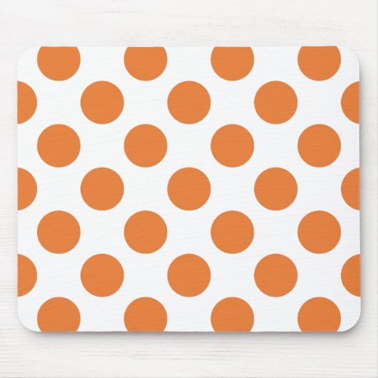 Witte en oranje polka stippen muismat (Voorkant)