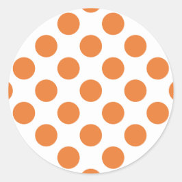Witte en oranje polka stippen ronde sticker