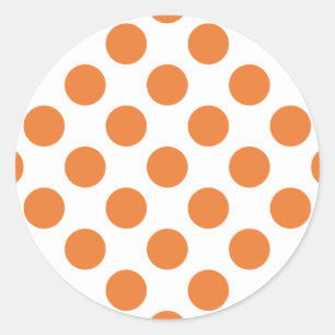 Witte en oranje polka stippen ronde sticker