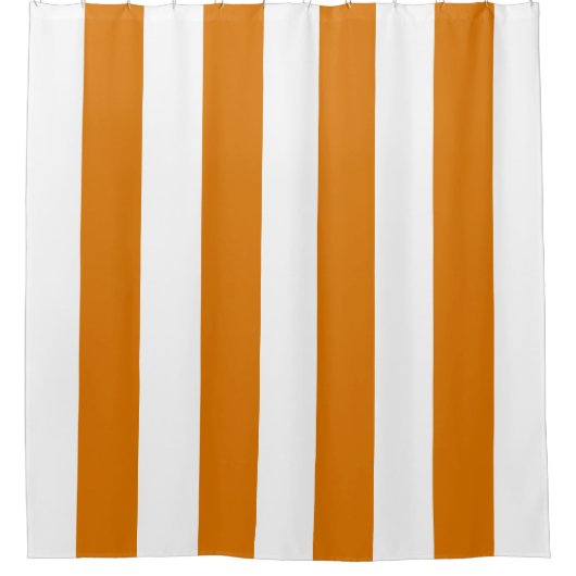 Witte en Oranje verticale strepen Douchegordijn (Voorkant)