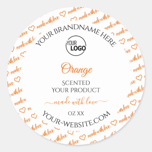 Witte en Oranje Word Cloud Product Labels Logo (Voorkant)