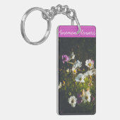 Witte en paarse anemonbloemen sleutelhanger (Voorkant Links)