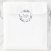 Witte en paarse bloem bruiloft bedankt sticker (Tas)