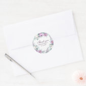 Witte en paarse bloem bruiloft bedankt sticker (Envelop)