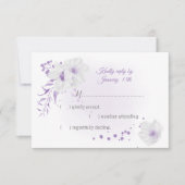 witte en paarse bloemen botanisch RSVP kaartje (Voorkant)