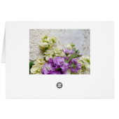 Witte en paarse bloemen op oude kant (Achterkant Horizontaal)