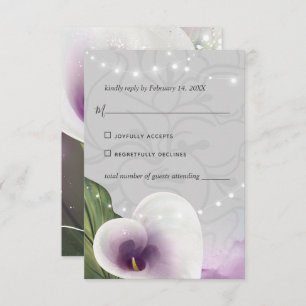Witte en Paarse Calla Lily Elegant Waterverf RSVP Kaartje