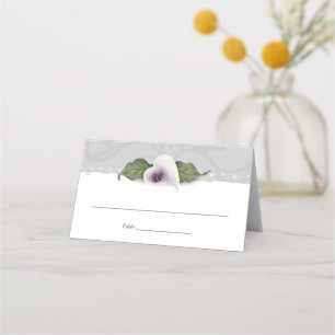 Witte en Paarse Calla Lily Wedding Elegant Floral Plaatskaartje