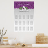 Witte en Paarse Calla Lily Wedding Seating Charts Poster (Keuken)