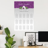 Witte en Paarse Calla Lily Wedding Seating Charts Poster (Thuiskantoor)
