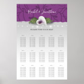 Witte en Paarse Calla Lily Wedding Seating Charts Poster (Voorkant)