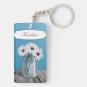 Witte en Paarse Daisy Mason Jar Sleutelhanger (achterkant)
