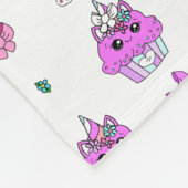 Witte en Paarse Eenhoorn Cupcakes Meisje Fleece Deken (Hoek)