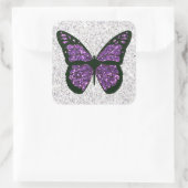 Witte en Paarse Faux Glittery Vlinder Vierkante Sticker (Tas)