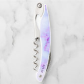 Witte en paarse faux marmer kurkentrekker (Voorkant)