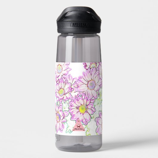 Witte en Paarse flacon 25.oz Waterfles (Achterkant)