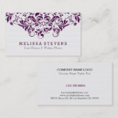 Witte en Paarse  Floral Swirls Lace Visitekaartje (Voorkant / Achterkant)