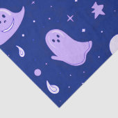 Witte en Paarse Geesten Sterren Blauw Halloween Tissuepapier (Detail)